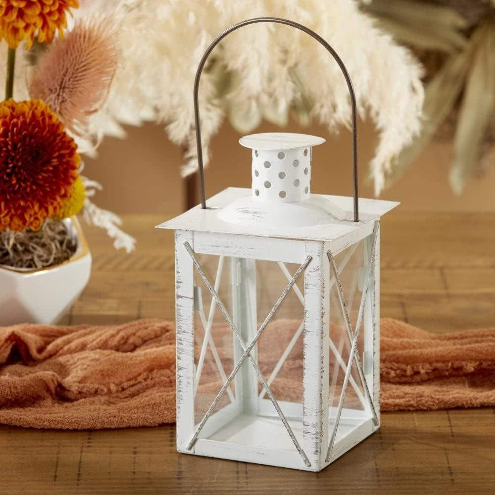 imageKate Aspen Rustic Shelf Decor Luminous Vintage Tea Light Votive Candle Holders Metal Mini Decorative Lantern Distressed WhiteDistressed White  Medium