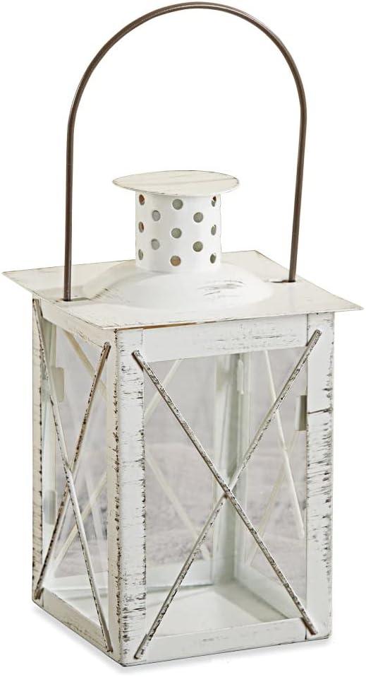 imageKate Aspen Rustic Shelf Decor Luminous Vintage Tea Light Votive Candle Holders Metal Mini Decorative Lantern Distressed WhiteDistressed White  Medium