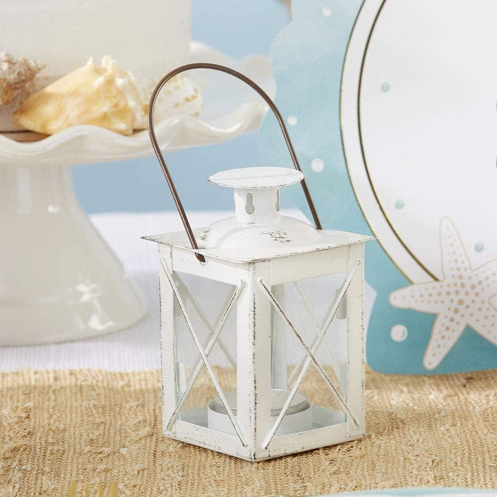imageKate Aspen Rustic Shelf Decor Luminous Vintage Tea Light Votive Candle Holders Metal Mini Decorative Lantern Distressed WhiteDistressed White