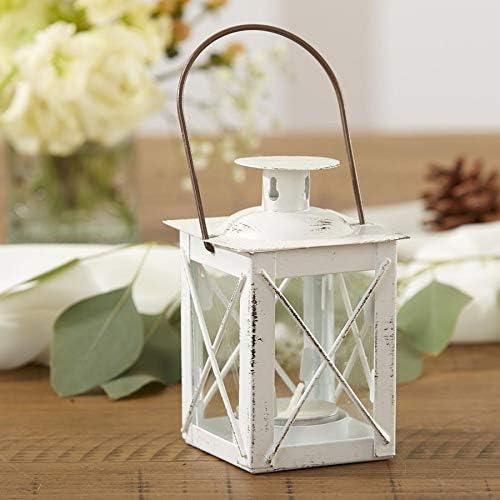 imageKate Aspen Rustic Shelf Decor Luminous Vintage Tea Light Votive Candle Holders Metal Mini Decorative Lantern Distressed WhiteDistressed White