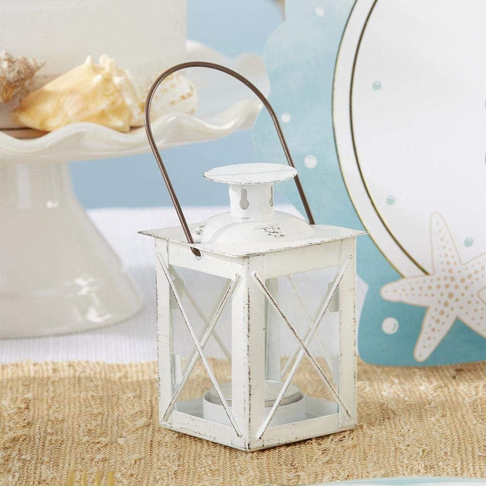 imageKate Aspen Rustic Shelf Decor Luminous Vintage Tea Light Votive Candle Holders Metal Mini Decorative Lantern Distressed WhiteDistressed White