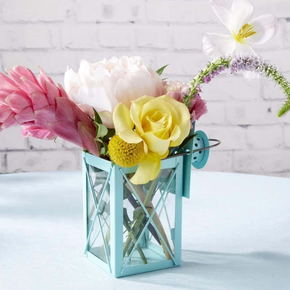 imageKate Aspen Rustic Shelf Decor Luminous Vintage Tea Light Votive Candle Holders Metal Mini Decorative Lantern Distressed WhiteLuminous Blue  Medium