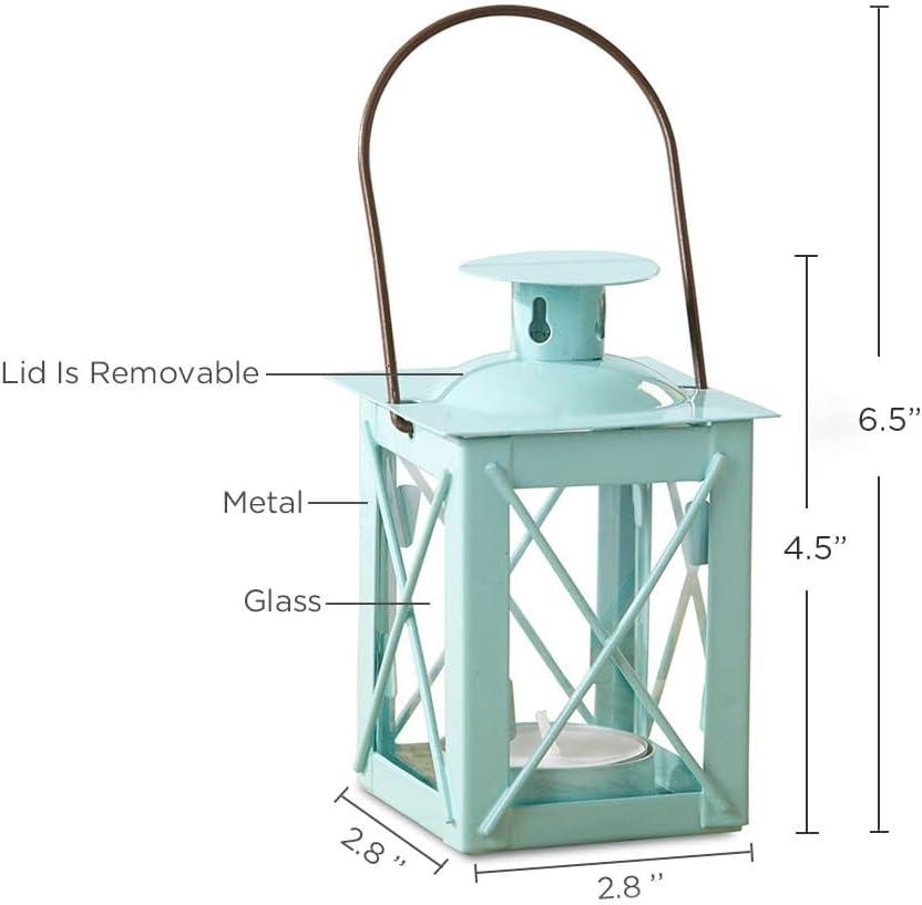 imageKate Aspen Rustic Shelf Decor Luminous Vintage Tea Light Votive Candle Holders Metal Mini Decorative Lantern Distressed WhiteLuminous Blue  Small
