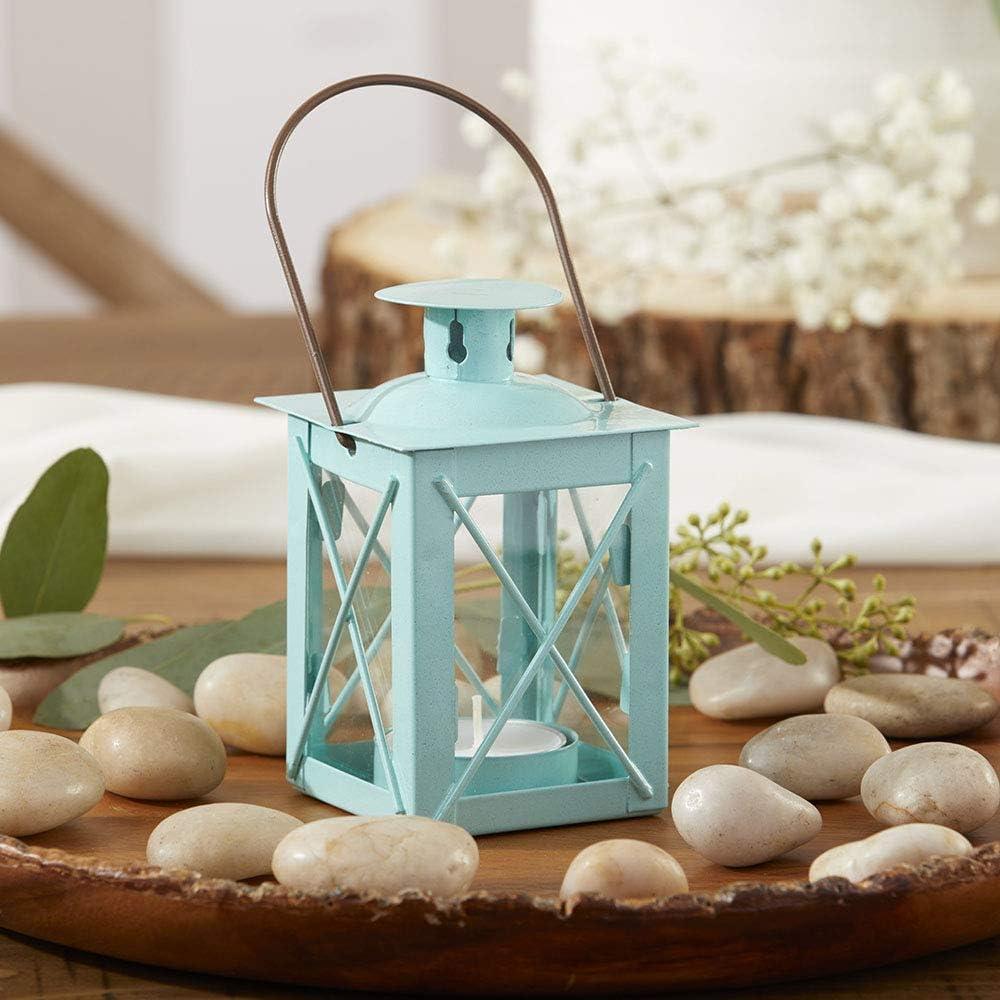 imageKate Aspen Rustic Shelf Decor Luminous Vintage Tea Light Votive Candle Holders Metal Mini Decorative Lantern Distressed WhiteLuminous Blue  Small