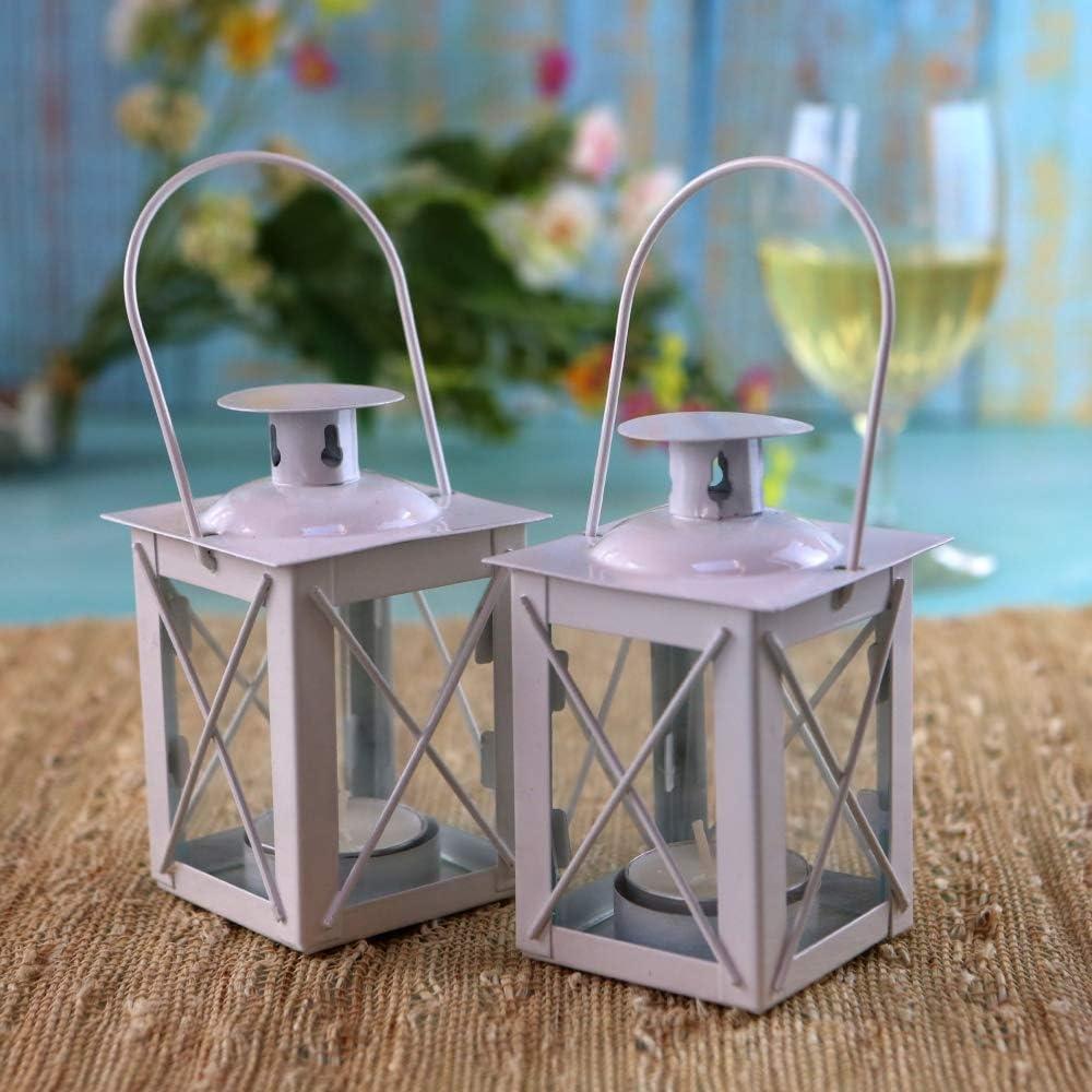 imageKate Aspen Rustic Shelf Decor Luminous Vintage Tea Light Votive Candle Holders Metal Mini Decorative Lantern Distressed WhiteWhite  Small