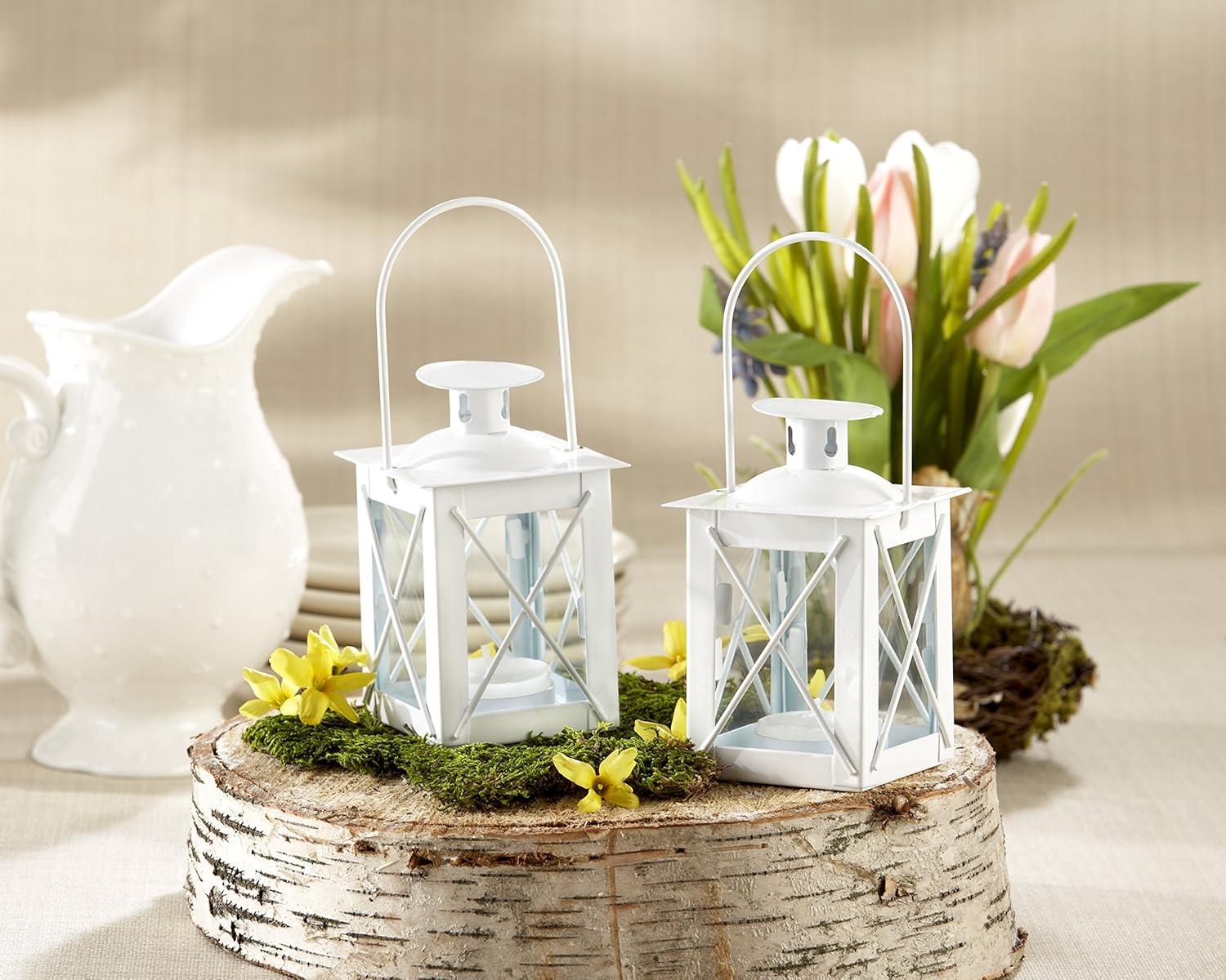 imageKate Aspen Rustic Shelf Decor Luminous Vintage Tea Light Votive Candle Holders Metal Mini Decorative Lantern Distressed WhiteWhite  Small