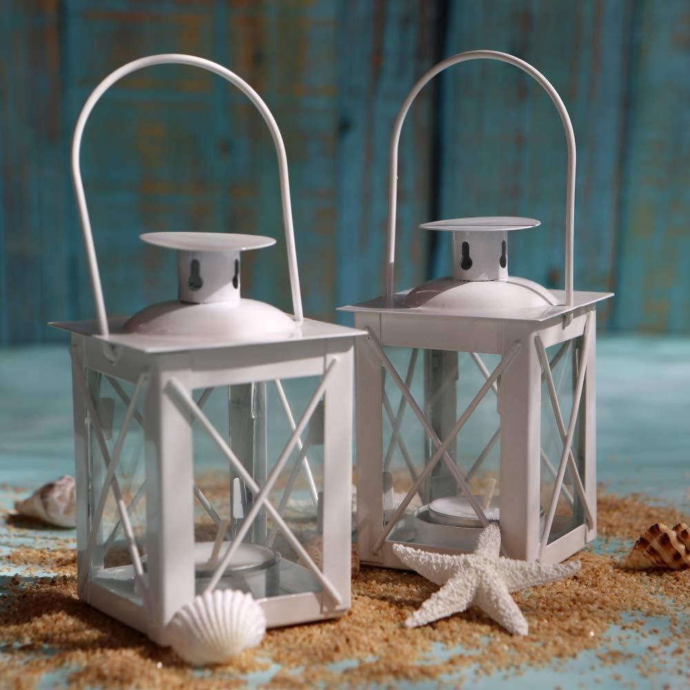 imageKate Aspen Rustic Shelf Decor Luminous Vintage Tea Light Votive Candle Holders Metal Mini Decorative Lantern Distressed WhiteWhite  Small