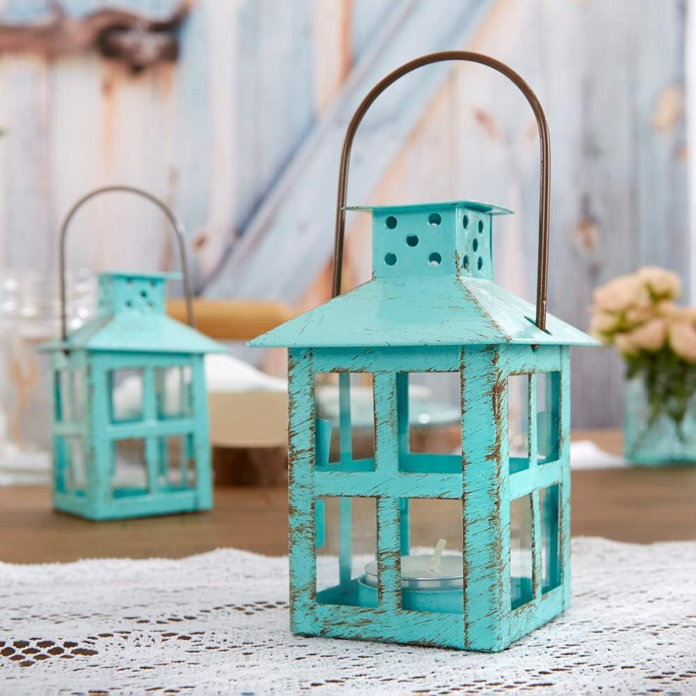 imageKate Aspen Vintage Distressed Decorative Lantern Blue Extra Large Pack of 15 Inch Blue Decorative Lantern