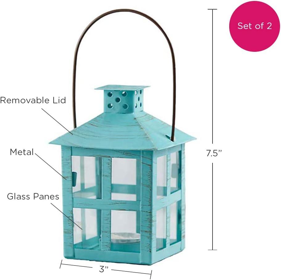 imageKate Aspen Vintage Distressed Decorative Lantern Blue Extra Large Pack of 15 Inch Blue Decorative Lantern