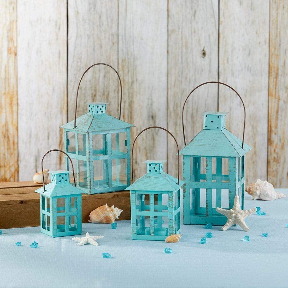 imageKate Aspen Vintage Distressed Decorative Lantern Blue Extra Large Pack of 16 Inch Blue Decorative Lantern