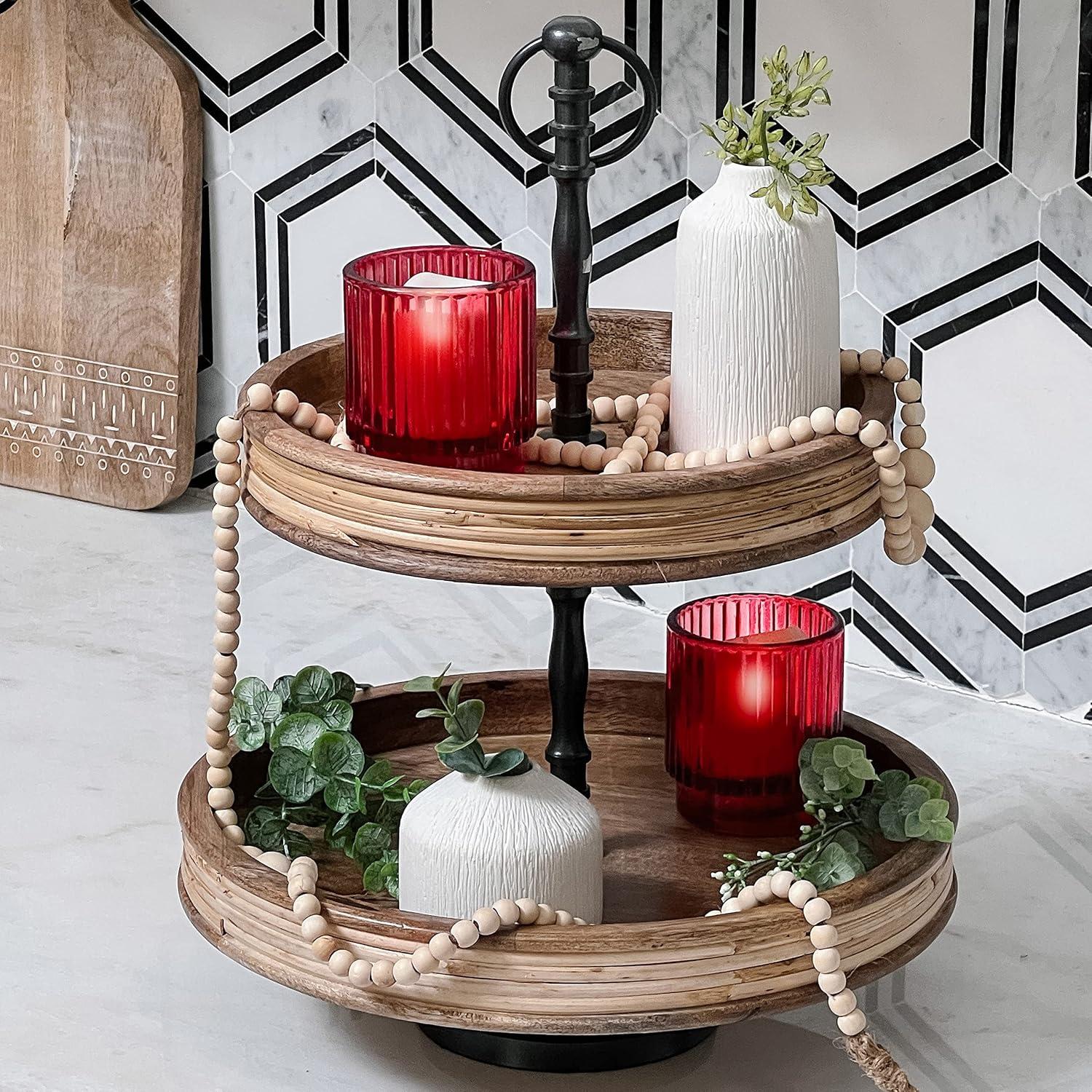 imageKate Aspen Vintage Glass Tealight ampamp Amber Votive Candle Holders Set of 6  Rustic Fluted Candle Holder Set Boho Home Decor Wedding Table Centerpieces Farmhouse Kitchen Table DecorRed
