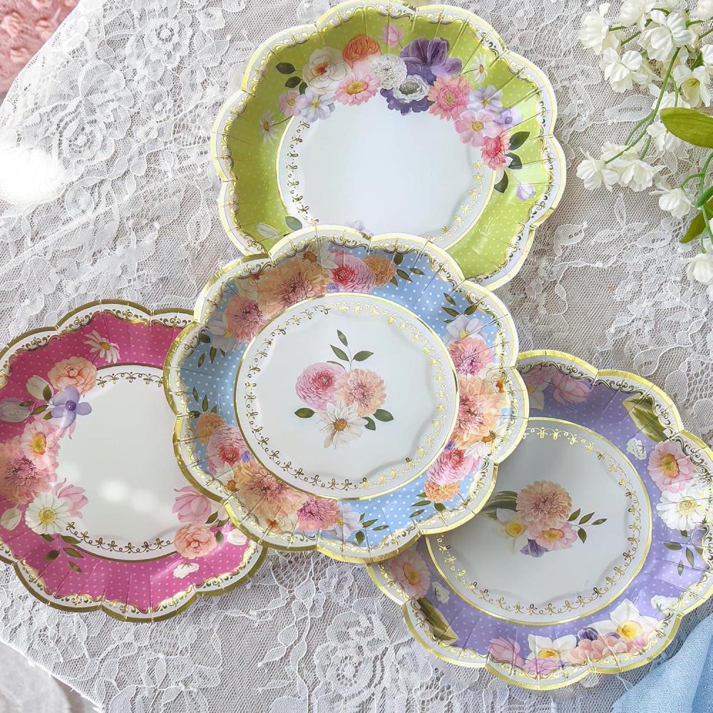 imageKate Aspen 9 in Premium Paper Assorted Set of 16 Tea Party Decorations One Size 9 Inch Plates7 inch Paper Plates New Design