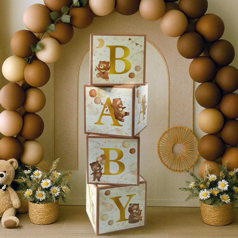 imageKate Aspen A Little Honey Is On The Way Winnie Baby Boxes with Letters for Baby Shower Classic Bear Gender Reveal Decorations Table Centerpiece Set of 4 Stackable BoxesWe Can Bearily Wait