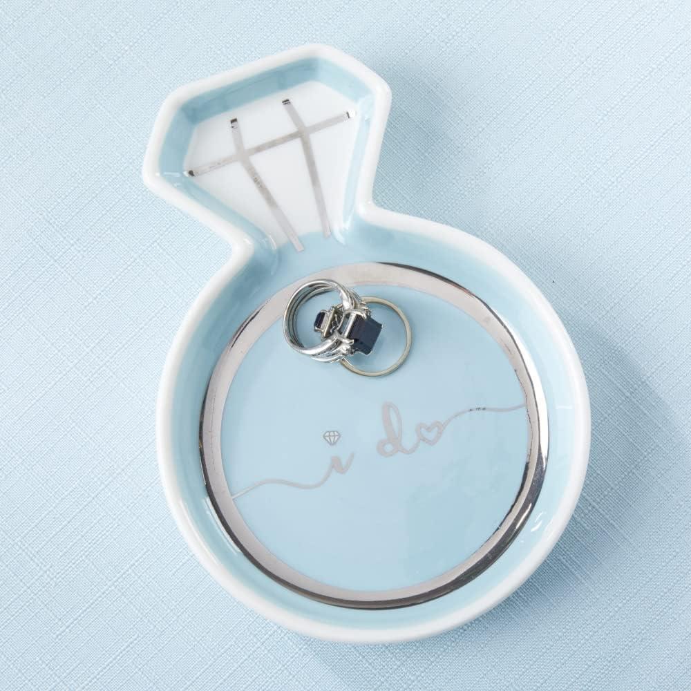 imageKate Aspen Diamond Ring Trinket Dish  Jewelry Holder Ring Dish Engagement Gifts for Couples Bridal Shower Gifts Bride to Be or Wedding Ring Dish  Ceramic Something Blue Gift for Bride