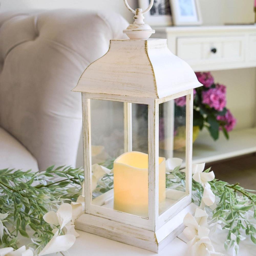 imageKate Aspen LED Vintage Decorative Copper HamptonRustic Home Shelf Decor Lantern One SizeWhite Manchester