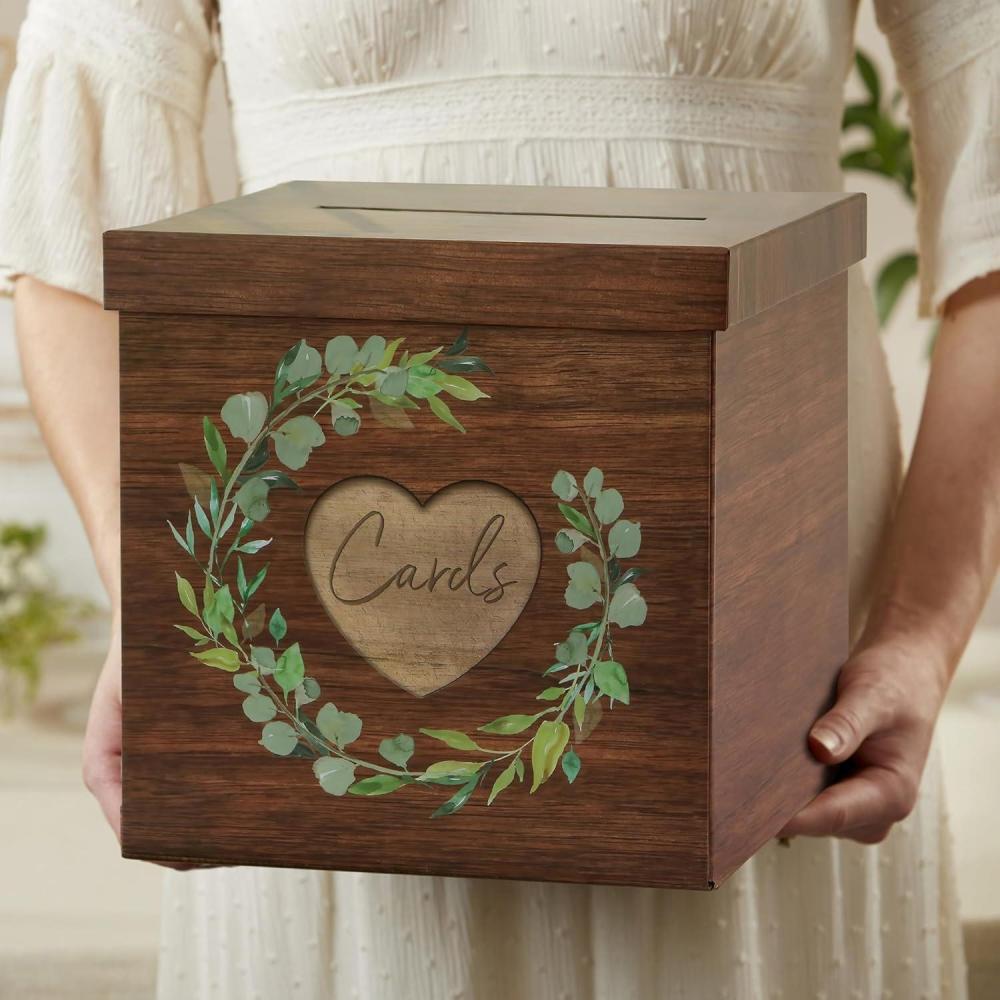 imageKate Aspen Rustic Burlap ampamp Lace Gift  Wedding Card Box Money Box Farmhouse Wedding Decorations For Reception  Also Perfect for Boho Baby Showers Birthdays GraduationBrown Rustic Wood