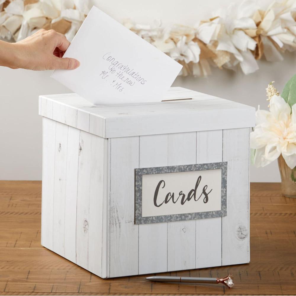 imageKate Aspen Rustic Burlap ampamp Lace Gift  Wedding Card Box Money Box Farmhouse Wedding Decorations For Reception  Also Perfect for Boho Baby Showers Birthdays GraduationRustic Wood