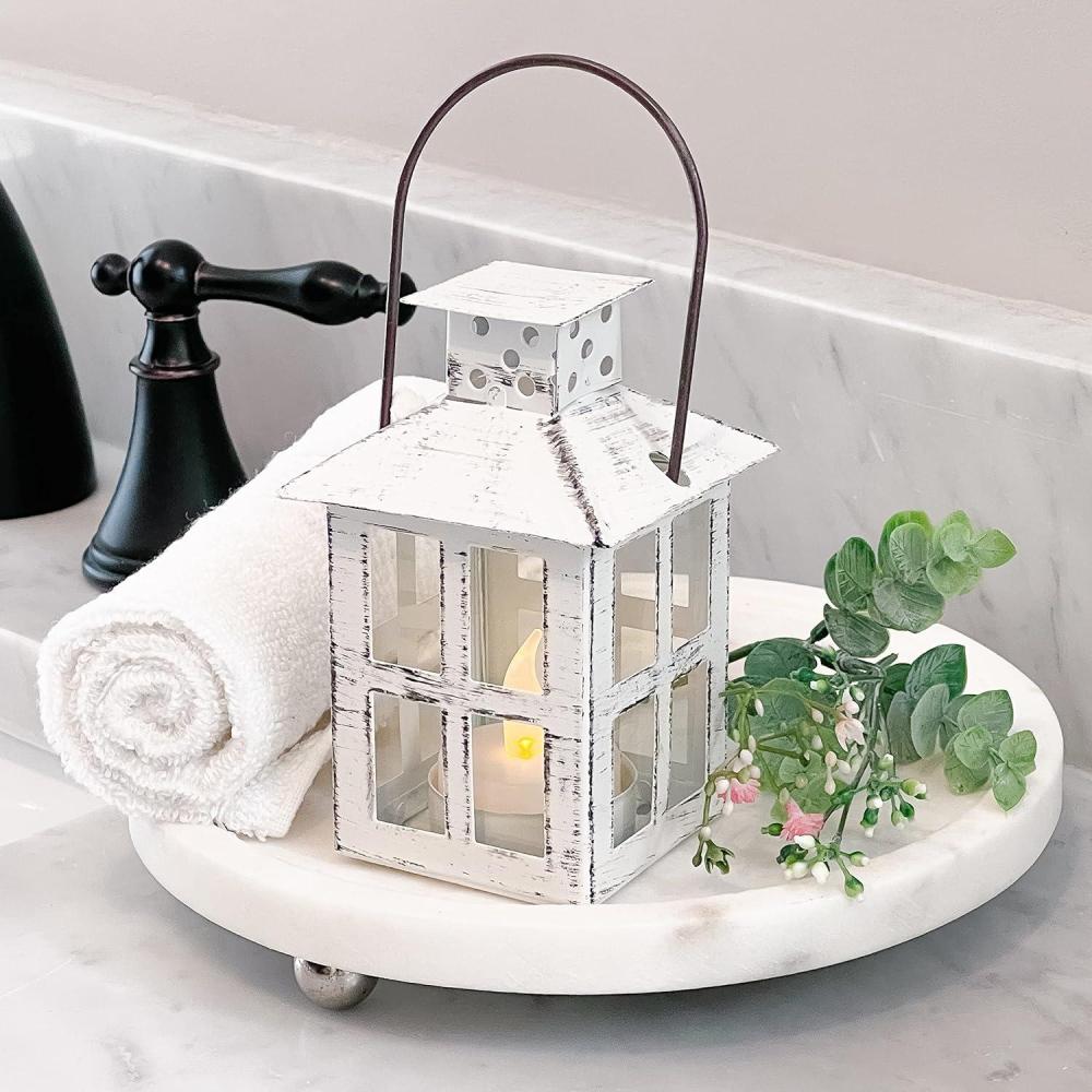 imageKate Aspen Rustic Farmhouse Decor White Candle Holder Lantern Decorative 5 Inch Wedding Decoration Centerpiece Table Decorations Home Decor Shelf Decor Fireplace Lantern5 inch White Decorative Lantern
