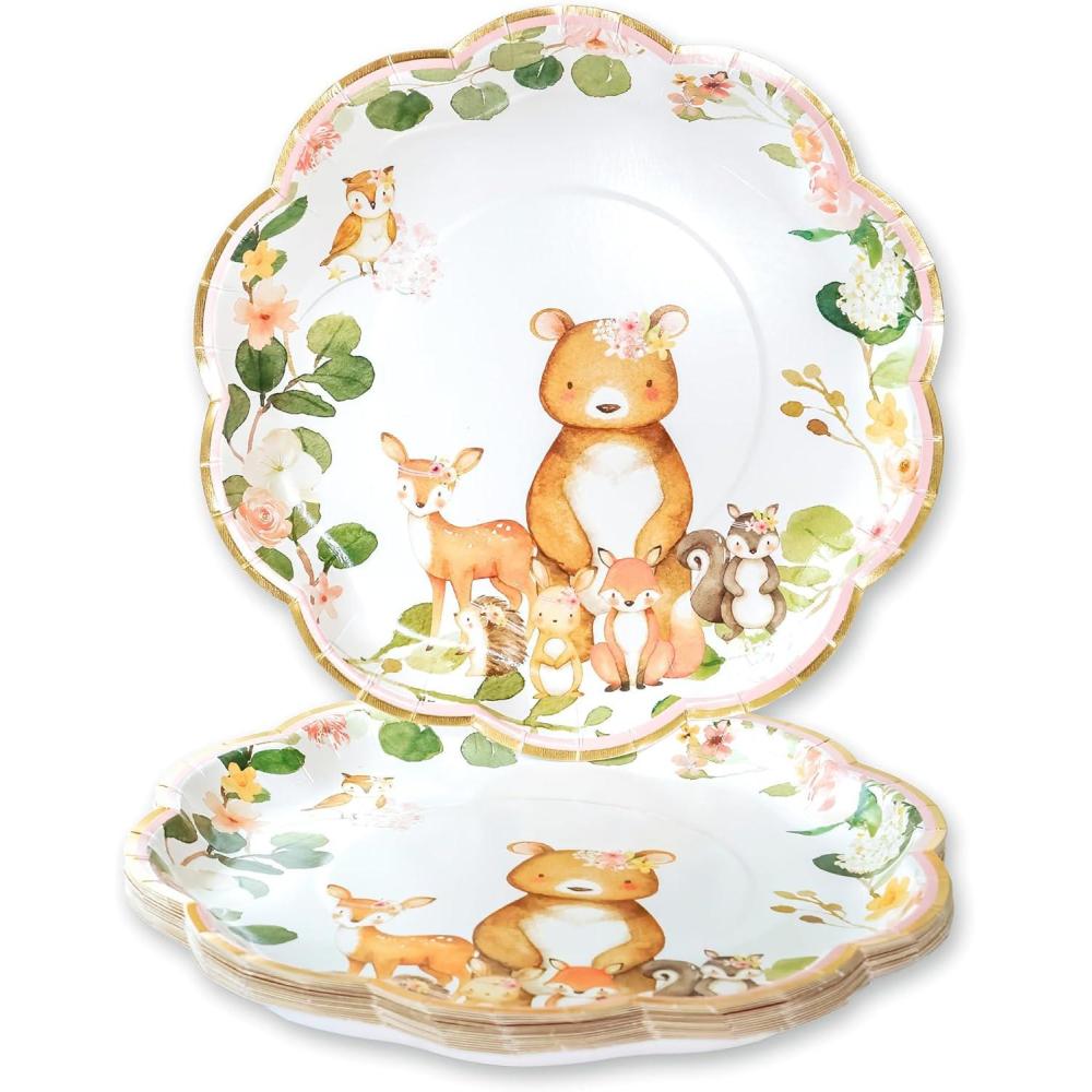 imageKate Aspen Sage Green Party Decorations Eucalyptus Floral Print 7 in Decorative Premium Paper Plates 350 GSM weight Set of 16  Perfect for Greenery Baby Shower ampamp Bridal Showers9 in Paper Plates