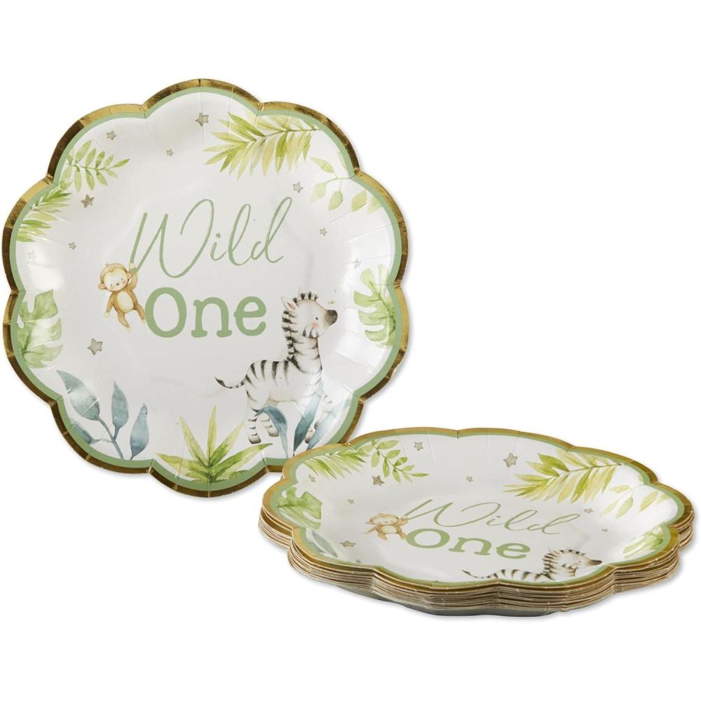 imageKate Aspen Sage Green Party Decorations Eucalyptus Floral Print 7 in Decorative Premium Paper Plates 350 GSM weight Set of 16  Perfect for Greenery Baby Shower ampamp Bridal ShowersSafari