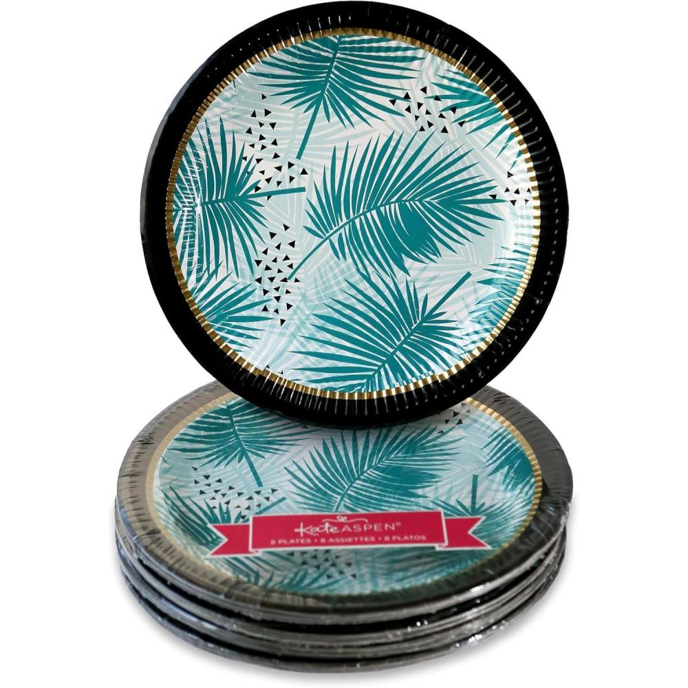 imageKate Aspen Sage Green Party Decorations Eucalyptus Floral Print 7 in Decorative Premium Paper Plates 350 GSM weight Set of 16  Perfect for Greenery Baby Shower ampamp Bridal ShowersTropical Chic