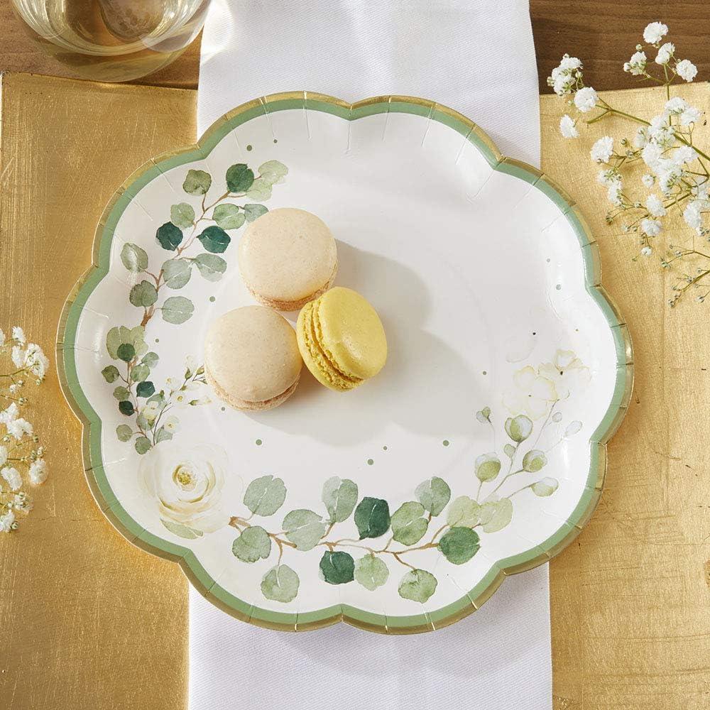 imageKate Aspen Sage Green Party Decorations Eucalyptus Floral Print 7 in Decorative Premium Paper Plates 350 GSM weight Set of 16  Perfect for Greenery Baby Shower ampamp Bridal Showers9 Inch Plates
