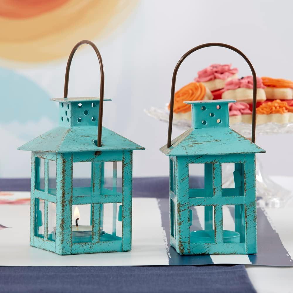 imageKate Aspen Vintage Distressed Decorative Lantern Blue Extra Large Pack of 15 Inch Blue Decorative Lantern
