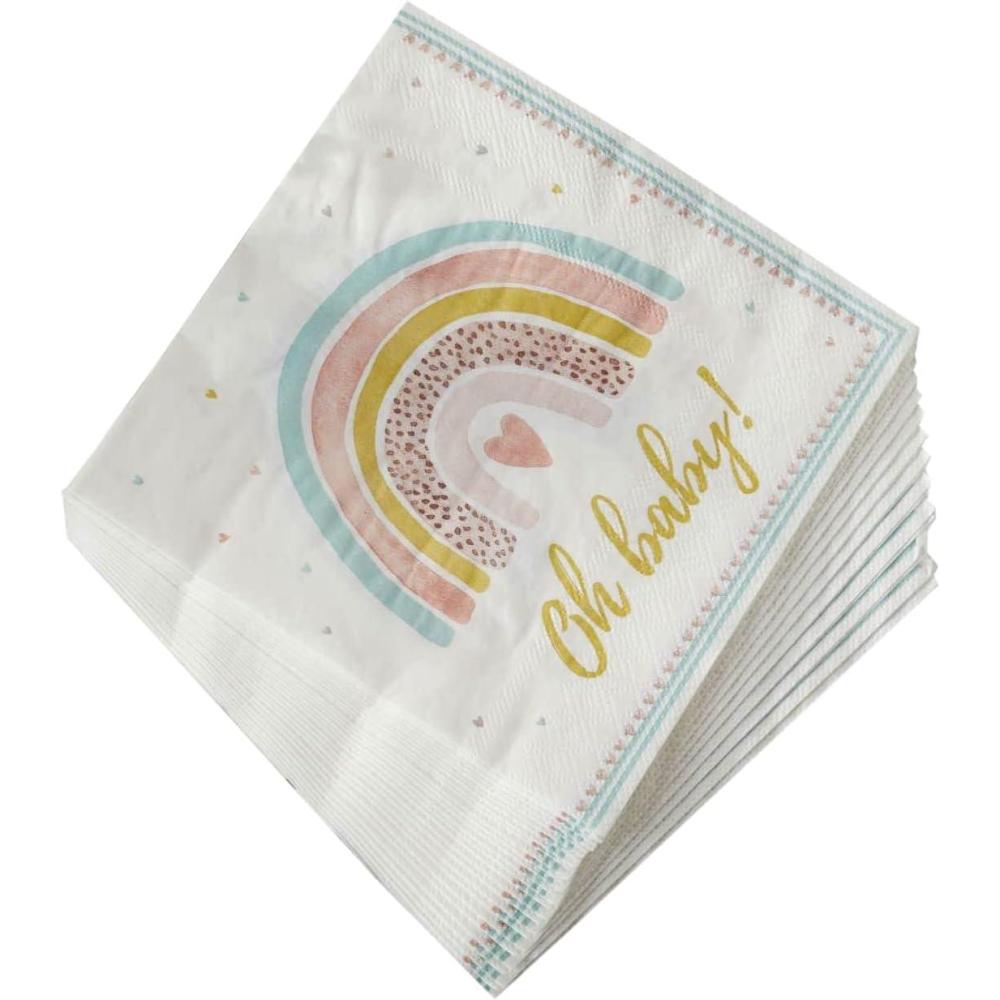imageKate Aspen Woodland Baby Shower Decorative Paper Napkins Thick Decorative Dinner Napkins Luncheon Serveware 2 ply 30 Count Pack of 1Boho Rainbow