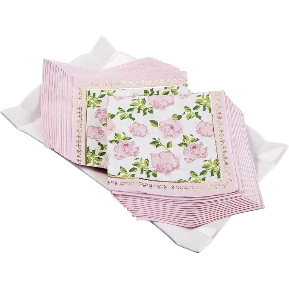 imageKate Aspen Woodland Baby Shower Decorative Paper Napkins Thick Decorative Dinner Napkins Luncheon Serveware 2 ply 30 Count Pack of 1Pink Tea Party