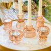 imageKate Aspen Dual Sided Vintage Ribbed Glass Clear Candlestick Holders Pillar Candle Reversible Tealight ampamp Votive Candle Holders Set of 6 3 Sizes Dining Table Decor Shelf Decor CenterpieceRose Gold