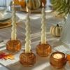 imageKate Aspen Dual Sided Vintage Ribbed Glass Clear Candlestick Holders Pillar Candle Reversible Tealight ampamp Votive Candle Holders Set of 6 3 Sizes Dining Table Decor Shelf Decor CenterpieceAmber