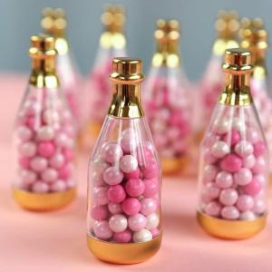 Kate Aspen 18187GD Metallic Champagne Bottle Container (Set of 12) DIY Favor, One Size, Clear, Gold(Small)