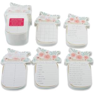 Kate Aspen 28441NA Bridal Shower Games, Ring Shaped Mad Libs Cards (Set of 50) Wedding Shower Game, Engagement Party, Bachelorette Party Game, Kraft, White(Floral Mason Jar)