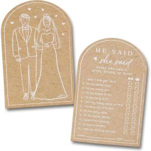 Kate Aspen 28441NA Bridal Shower Games, Ring Shaped Mad Libs Cards (Set of 50) Wedding Shower Game, Engagement Party, Bachelorette Party Game, Kraft, White(He Said She Said Game)