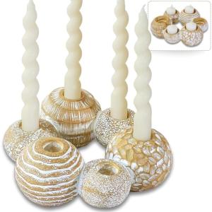 Kate Aspen 2-in-1 Gold Candle Holder Centerpiece for 6 Candles – Tealight & Taper Candle Holder, Gold Table Decor for Dining Room, Coffee Table, Boho, Rustic or Modern Home Decor