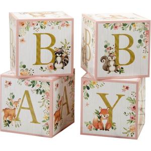 Kate Aspen A Little Honey Is On The Way Winnie Baby Boxes with Letters for Baby Shower, Classic Bear Gender Reveal Decorations, Table Centerpiece, Set of 4 Stackable Boxes(Baby Boxes with Letters For Baby Shower Decoration)