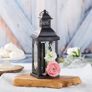 Kate Aspen Antique Black Decorative Medium Lantern (14140BK) – Rustic Wedding Decoration or Home Shelf Décor(Black)