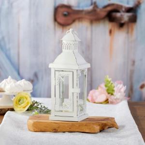 Kate Aspen Antique Black Decorative Medium Lantern (14140BK) – Rustic Wedding Decoration or Home Shelf Décor(White)