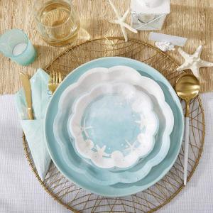 Kate Aspen Beach Party 7 in. Decorative Premium Paper Plates (350 GSM weight -Set of 16) – Perfect for Bridal Showers and Weddings(7 Inch Paper Plates)
