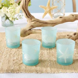 Kate Aspen Beach Party 7 in. Decorative Premium Paper Plates (350 GSM weight -Set of 16) – Perfect for Bridal Showers and Weddings(Glass Votives)