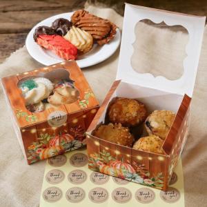 Kate Aspen Fall Cookie Boxes with Window and Decorative Seal Sticker (Set of 30), Treat Boxes For Desserts, Party Favors For Guests(One Size)