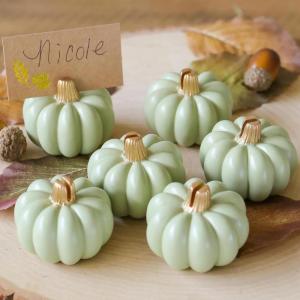 Kate Aspen Fall Decor Mini Gold Pumpkin Place Card Holder (Set of 6), Perfect for Thanksgiving Table Decor, Fall Themed Weddings, Bridal Brunches(Green)