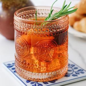 Kate Aspen Hobnail Beaded Floral Green Drinking Glasses Set of 6, (10 oz) Vintage Glassware Set Cocktail Glass Set, Juice Glass, Water Cups | Great Hostess Gift & Gift for New Home Owners(Rose Gold)