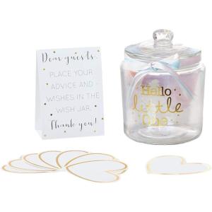 Kate Aspen Iridescent Baby Shower Decorations, Wishes For The Baby Jar with 50 Heart Shaped Advice Cards Guest Book, Iridescent Decor, Oh Baby(Hello Little One Iridecent Wish Jar)