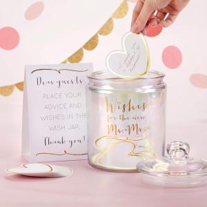 Kate Aspen Iridescent Baby Shower Decorations, Wishes For The Baby Jar with 50 Heart Shaped Advice Cards Guest Book, Iridescent Decor, Oh Baby(Iridecent Wedding Wish Jar)