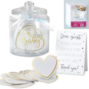 Kate Aspen Iridescent Baby Shower Decorations, Wishes For The Baby Jar with 50 Heart Shaped Advice Cards Guest Book, Iridescent Decor, Oh Baby(Oh Baby Iridecent Wish Jar)