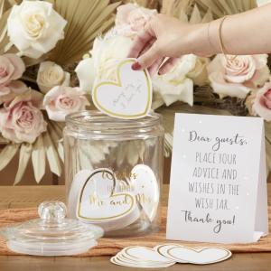 Kate Aspen Iridescent Baby Shower Decorations, Wishes For The Baby Jar with 50 Heart Shaped Advice Cards Guest Book, Iridescent Decor, Oh Baby(Wedding Wish Jar)
