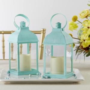 Kate Aspen LED Vintage Decorative Blue Lantern – Marrakesh (Set of 2) -Rustic Home Farmhouse Décor Lantern, One Size(Marrakesh Blue)