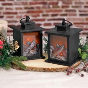 Kate Aspen LED Vintage Decorative Blue Lantern – Marrakesh (Set of 2) -Rustic Home Farmhouse Décor Lantern, One Size(Tokyo Black)