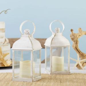 Kate Aspen LED Vintage Decorative Blue Lantern – Marrakesh (Set of 2) -Rustic Home Farmhouse Décor Lantern, One Size(White Marrakesh)
